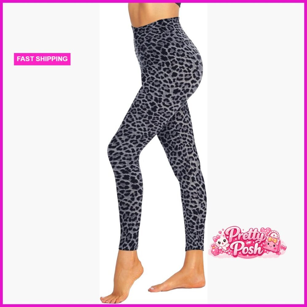 High Waisted Leggings with Tummy Control, Soft Opaque Printed Pants